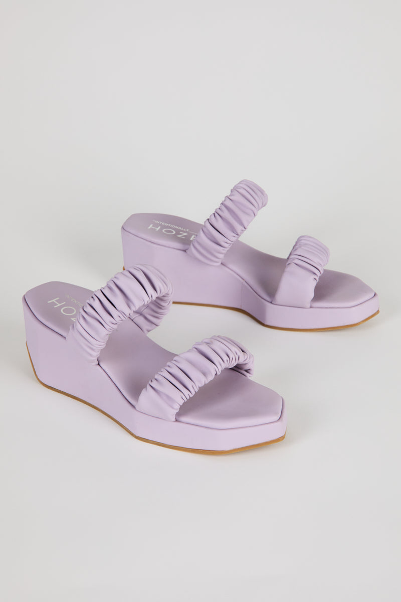HOZEN shoes Phorna scrunchie flatform • lilac sandals low heel | IB x HOZEN