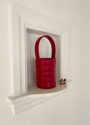 HOZEN handbag Quilted Mini Bucket Bag • Cardinal