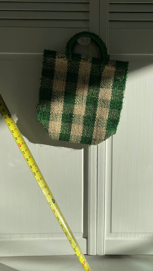 Ixtle Straw Cactus Small Tote Bag • Green and Natural Check – HOZEN