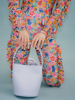 HOZEN Lilac Handbags Scrunchie Bucket Bag | IB x HOZEN