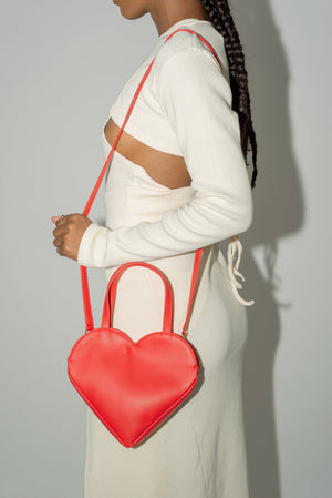 Red Heart Mini Bag Gold Chain Crossbody Shoulder Purse Valentine Leather  Clutch | eBay