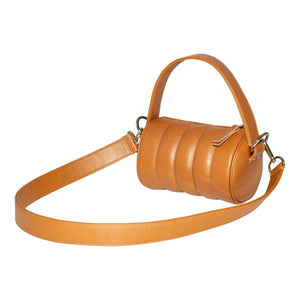 Camel Designer Strap Quilted Crossbody Faux Leather Bag