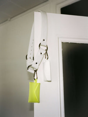 HOZEN Small Goods Card Holder • neon yellow card holder attached to a belt • Grasshopper